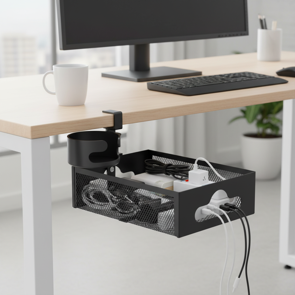 đź§· Cable Organizer | Metal Desk Tray | Office Setup | Desk Lovers | Clutter-Free Look