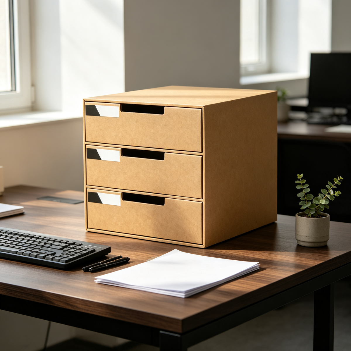 π€ 3-Drawer File Organizer | Kraft Paper Desktop Storage | Tidy Office Essential